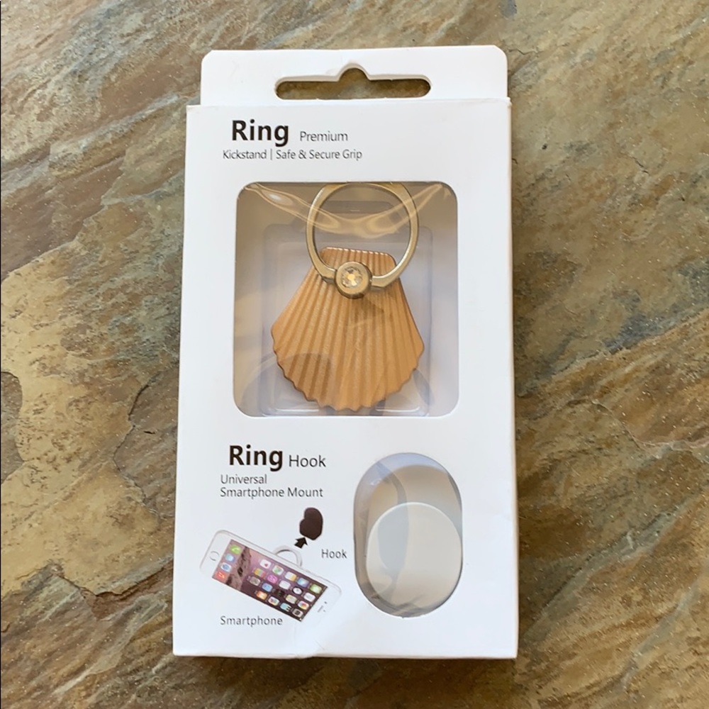 NIB Gold Sea Shell Cell Phone Kickstand & Ring